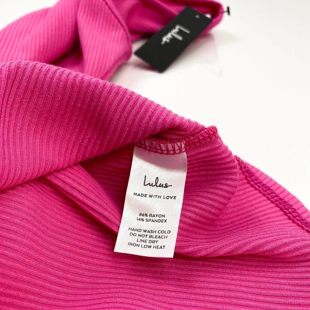 NWT Lulu's Movie Magic Pink Asymmetrical Bodycon Halter Neck Mini Dress Barbie S - Picture 13 of 15